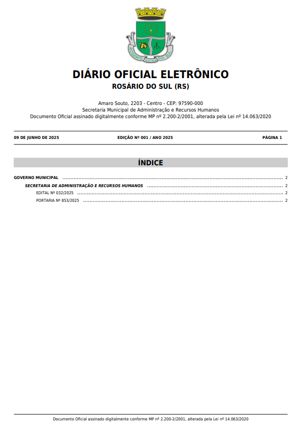 Edição do Diário Oficial